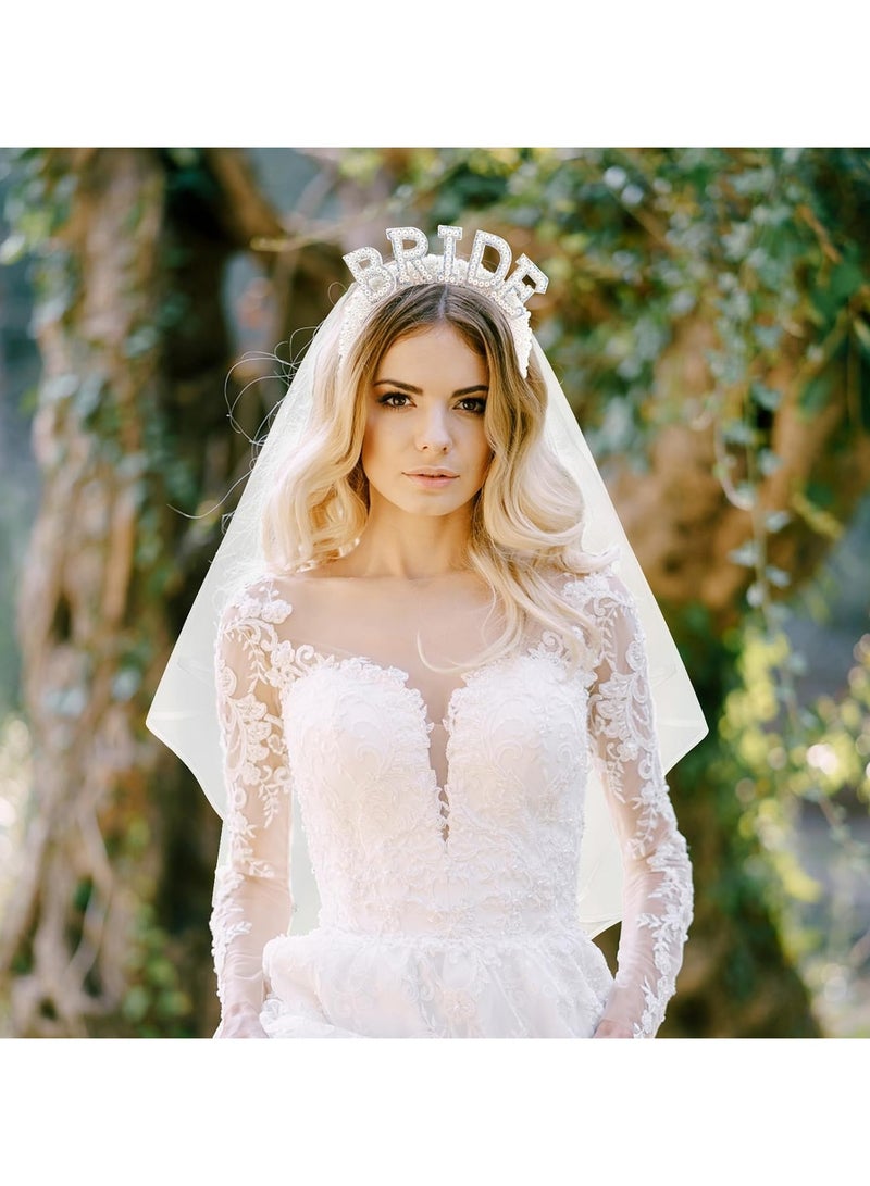بيوينتي العروس ليكون حزام الرأس ، حزام الشعر اللؤلؤة وحجاب العروس الأبيض ، لعقد الزفاف ، دش العروس ، حفل الرفيع ، مسابقة ، عيد ميلاد ، هالوين ، عيد الحب أو غيره من المناسبات الخاصة - Image 2