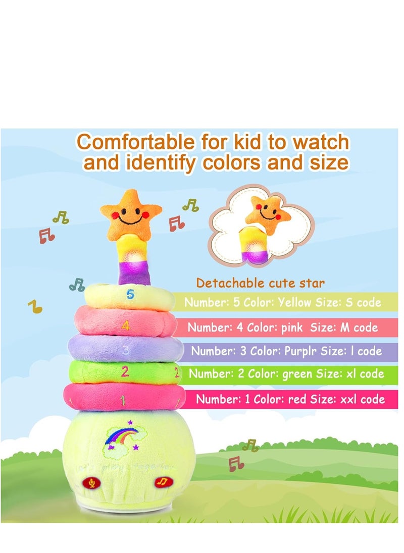 KASTWAVE - Dancing Stacking Rings Baby Toys, Singing Spinning Stacking Toys for Toddlers1-3, Montessori Sensory Toys Walking Repeats What You Say Similar to Dancing Cactus, Girl Boy Birthday Gifts - Image 1