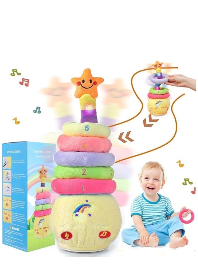 KASTWAVE - Dancing Stacking Rings Baby Toys, Singing Spinning Stacking Toys for Toddlers1-3, Montessori Sensory Toys Walking Repeats What You Say Similar to Dancing Cactus, Girl Boy Birthday Gifts - Image 1