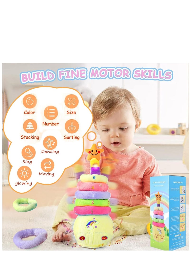 KASTWAVE - Dancing Stacking Rings Baby Toys, Singing Spinning Stacking Toys for Toddlers1-3, Montessori Sensory Toys Walking Repeats What You Say Similar to Dancing Cactus, Girl Boy Birthday Gifts - Image 1