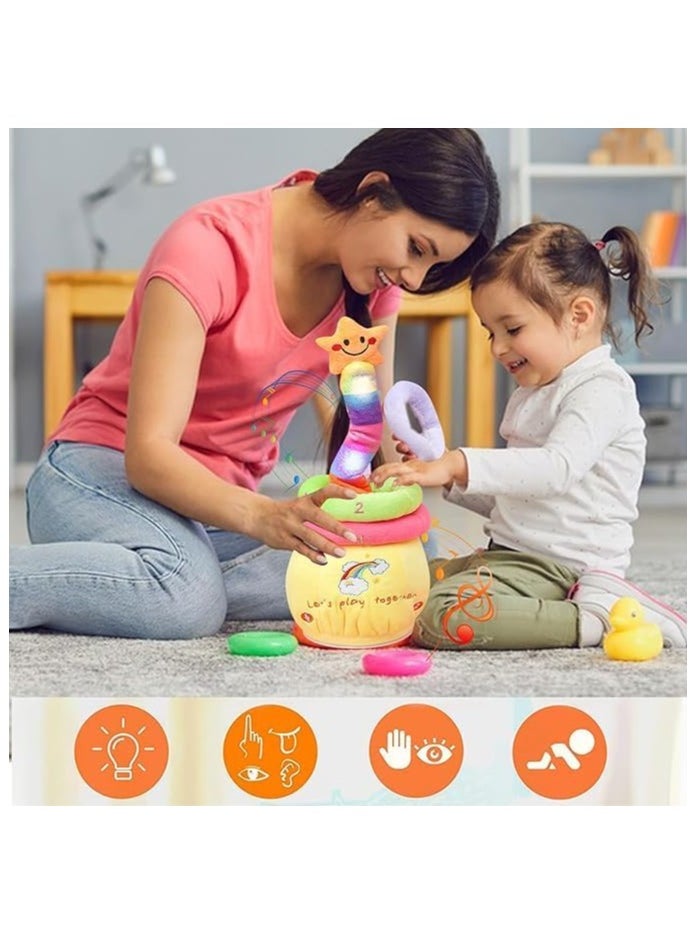 KASTWAVE - Dancing Stacking Rings Baby Toys, Singing Spinning Stacking Toys for Toddlers1-3, Montessori Sensory Toys Walking Repeats What You Say Similar to Dancing Cactus, Girl Boy Birthday Gifts - Image 1