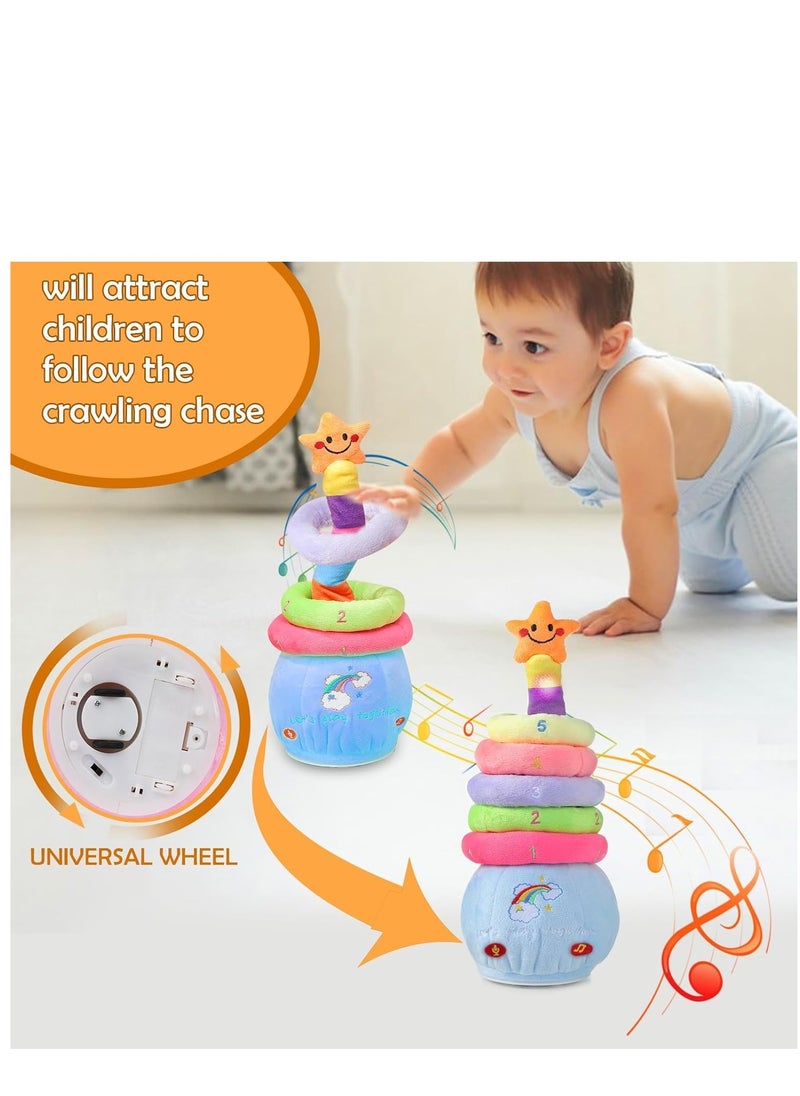 KASTWAVE - Dancing Stacking Rings Baby Toys, Singing Spinning Stacking Toys for Toddlers1-3, Montessori Sensory Toys Walking Repeats What You Say Similar to Dancing Cactus, Girl Boy Birthday Gifts - Image 1