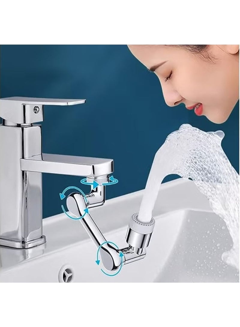 1080° Swivel Faucet-Extender Sink, Splash Faucet Sprayer Aerator, Wash Hand/Hair/Face, Bathroom & Kitchen Sink with 2 Water Outlet Modes,Silver,1Pcs - Image 3
