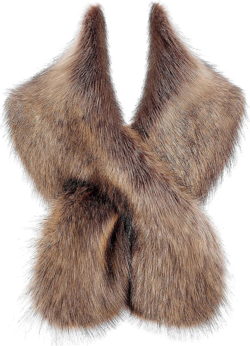 BABEYOND Women's Faux Fur Shawl Party Collar Wrap for Winter Bridal Wedding Cover Up - Raccoon - Image 1