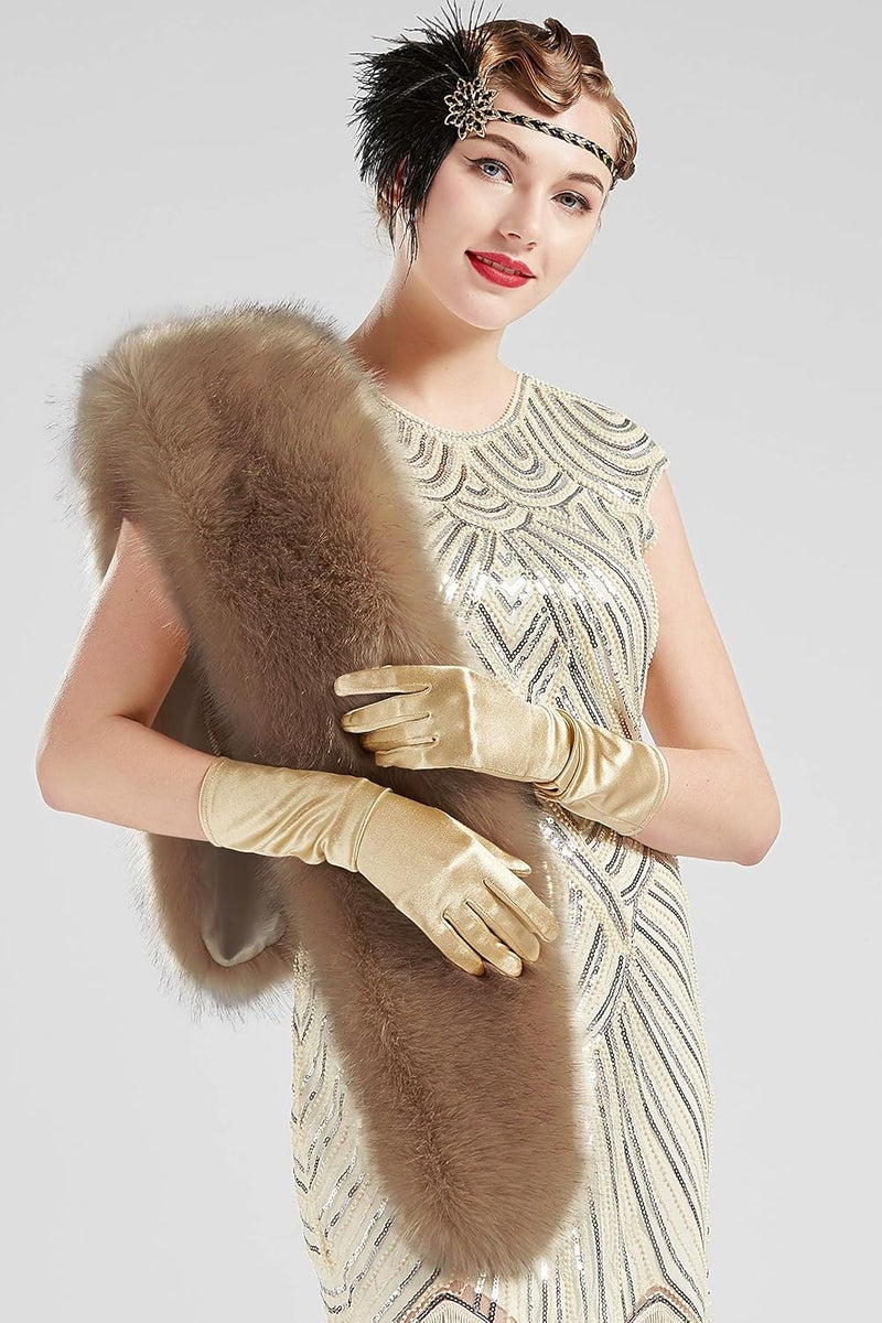 BABEYOND Women's Faux Fur Shawl Party Collar Wrap for Winter Bridal Wedding Cover Up - Raccoon - Image 2