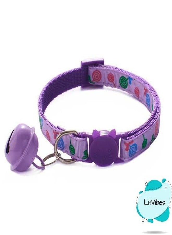 LitVibes Cat Collar Set Of 3 With Bell,Kitten Kitty & Small Dogs Soft Adjustable Collar,Safe,Breakaway For Cats And Puppies-Red,Purple,Blue (Lollipop Design),?14 cm,W_2 cm - Image 2