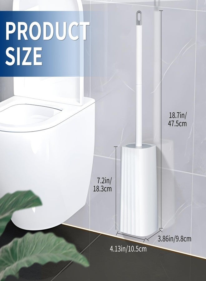 derloyo Toilet Brush & Holder Set, Lightweight Plastic Handle, Space Saving for Storage, Deep Cleaning, Drip-Proof, Easy to Assemble, Nylon Bristles, White & Grey - Image 2