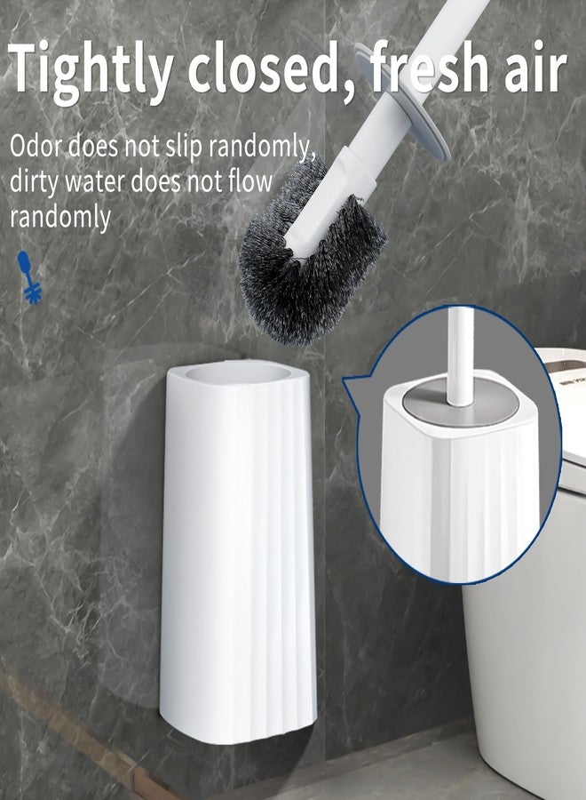 derloyo Toilet Brush & Holder Set, Lightweight Plastic Handle, Space Saving for Storage, Deep Cleaning, Drip-Proof, Easy to Assemble, Nylon Bristles, White & Grey - Image 5