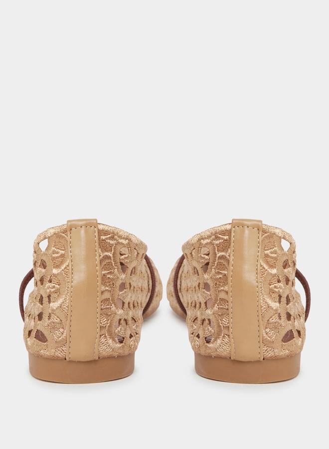 Styli Tan Mesh Mary Jane Flats - Image 4