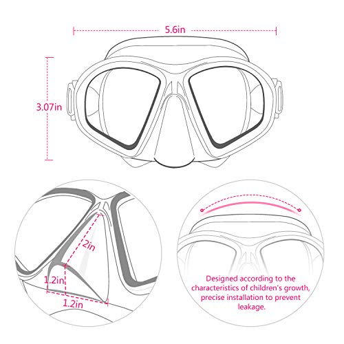 Supertrip Kids Swim Goggles with Nose Cover for Ages 6-14, Tempered Glass Fabric Strap Swimming Snorkel Mask for Pool Beach - Image 4