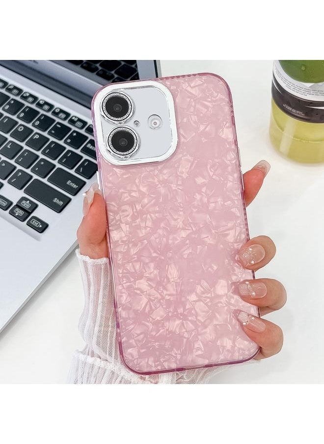 Zaboon - For iPhone 14 Plating Glitter Texture TPU Phone Case with Lens Film(Pink Shell Pattern) - Image 1