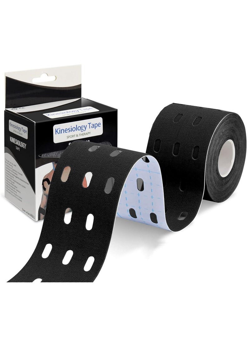 فلاي رود شريط علم الحركة، لفة واحدة من شريط رياضي قطني مسامي بطول 5 أمتار لعلاج آلام الكاحل والركبة والمرفق والكتف، (أزرق) - Image 1