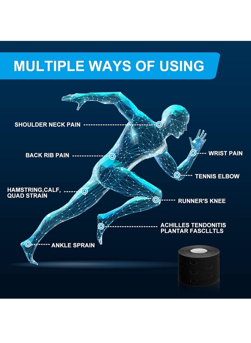 فلاي رود شريط علم الحركة، لفة واحدة من شريط رياضي قطني مسامي بطول 5 أمتار لعلاج آلام الكاحل والركبة والمرفق والكتف، (أزرق) - Image 5