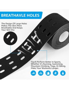 FLYROAD Kinesiology Tape, 1 roll of 5 meters of breathable cotton sports tape for ankle, knee pain, elbow and shoulder muscles, (blue)  - Image 2