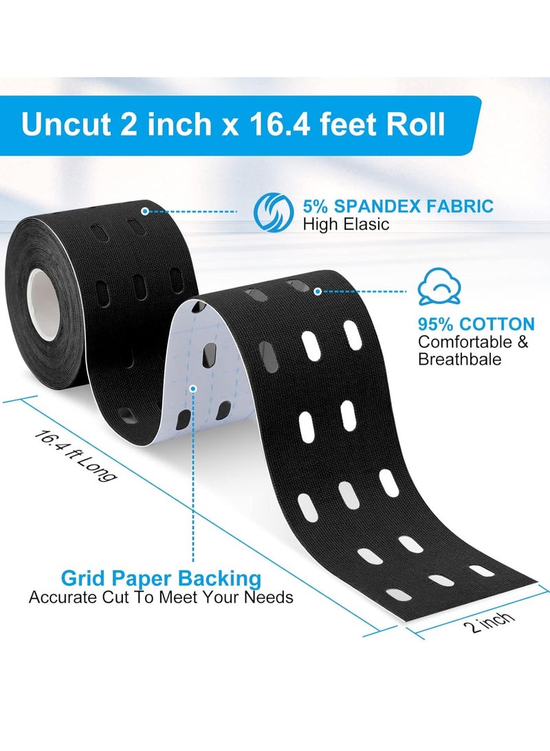 فلاي رود شريط علم الحركة، لفة واحدة من شريط رياضي قطني مسامي بطول 5 أمتار لعلاج آلام الكاحل والركبة والمرفق والكتف، (أزرق) - Image 4
