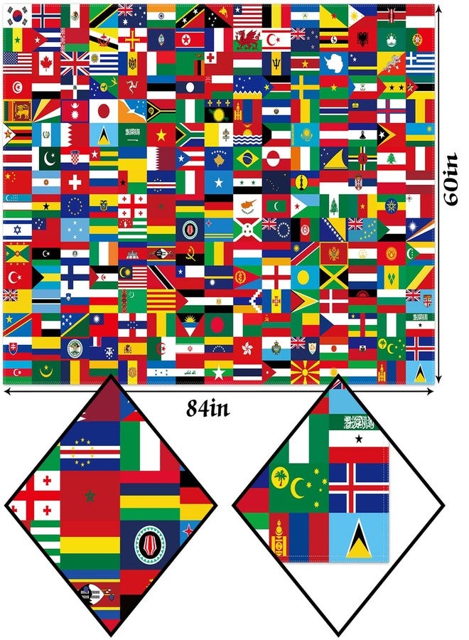 Hafangry International Flags Tablecloth for Around The World Themed Birthday Party Supply Hispanic Heritage Month Decoration Home Kitchen Dining Room Church Rectangular Table Cover (60" x 84") - Image 3