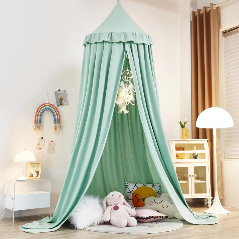 Kertnic Decor Canopy for Kids Bed, Soft Smooth Playing Tent Canopy Girls Room Decoration Princess Castle, Dreamy Mosquito Net Bedding, Children Reading Nook Canopies in Home (Green) - Image 4