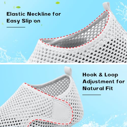 Scurtain Men Water Shoes White Barefoot Beach Sand Shoes Wide Rubber Grounding Shoes White Womans Shower Shoes Slip on River Aqua Sock Shoes Size - Image 2
