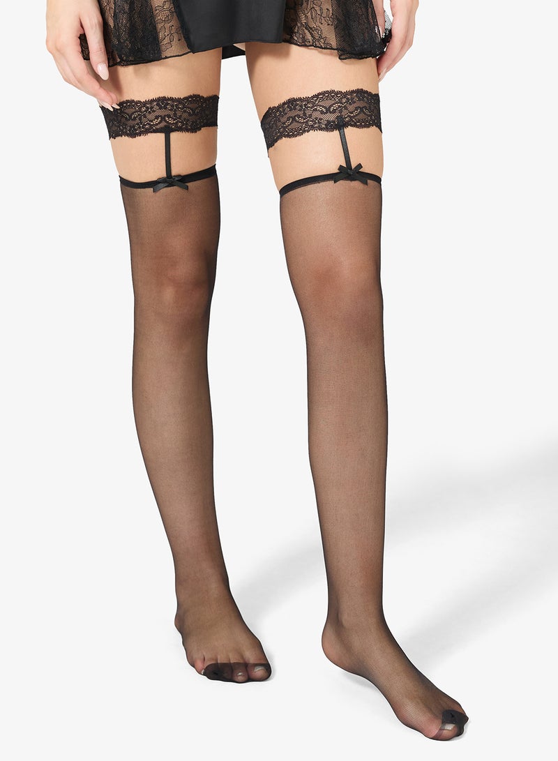 Ginger 15D Over the Knee Stockings with Suspender - Image 1