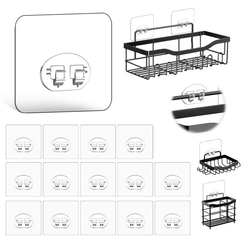 FGSAEOR 14-Pack Shower Caddy Adhesive Single Hooks for Replacement  Shower Holder Organizer Self Adhesive Wall Hooks for Bathroom Corner Shelf Basket Soap Dish - Image 1