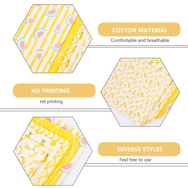 Cotton Print Fabric Bundle Patchwork Cloth Set Family Activities Yellow 50x50cm Sewing 6Pcs - Image 4