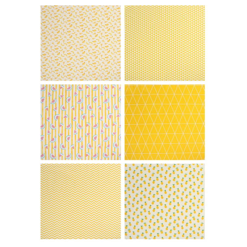 Cotton Print Fabric Bundle Patchwork Cloth Set Family Activities Yellow 50x50cm Sewing 6Pcs - Image 1