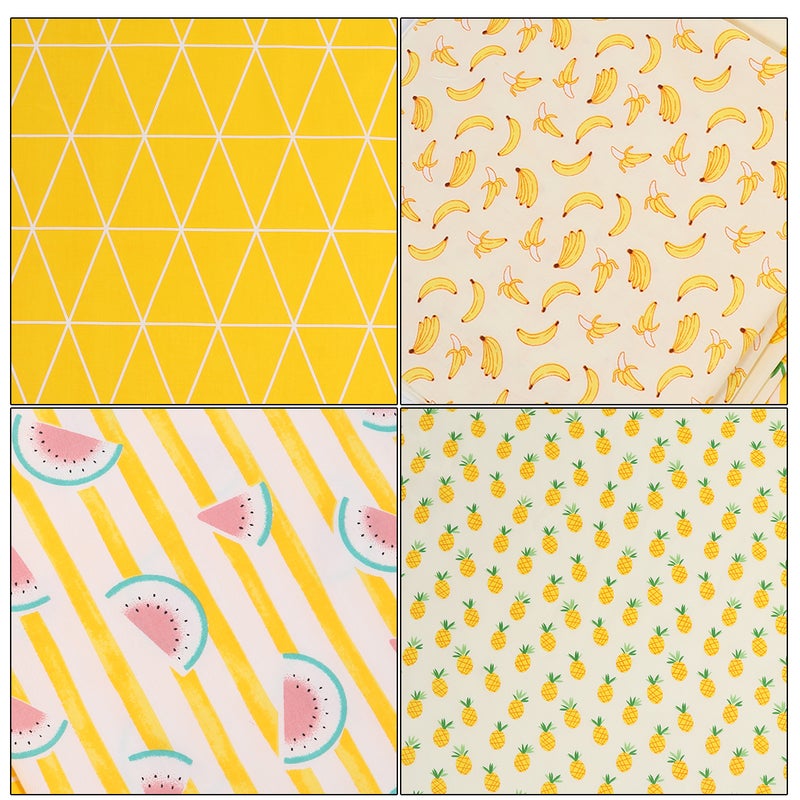 Cotton Print Fabric Bundle Patchwork Cloth Set Family Activities Yellow 50x50cm Sewing 6Pcs - Image 5