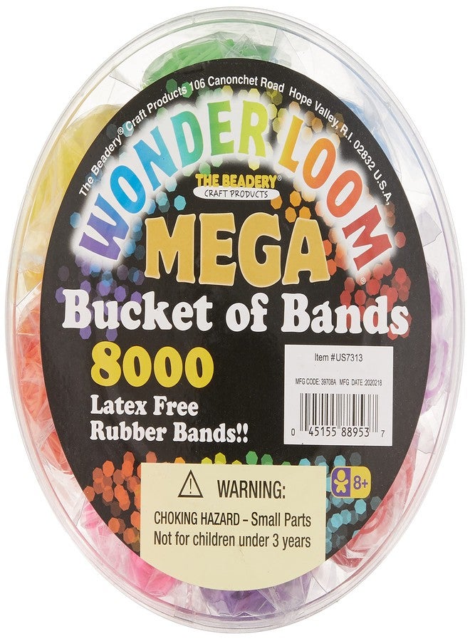 The Beadery - WonderLoom Bucket of Bands, Neon Colors - 8000 Pieces - 7313 - Image 1