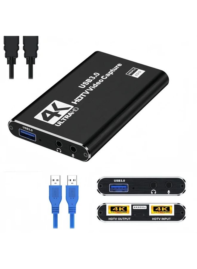 Balabaxer 4K HDTV Video Capture Card With HDTV Cable USB 3 0 Plug Play Low Latency HDR For Gaming Live Streaming - Image 1