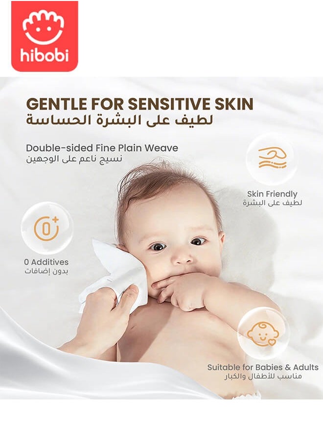 hibobi 600 PCS Cotton Tissue Wipes｜Dry & Wet Dual-Use Makeup Remover Pads｜Lint-Free｜Safe for Babies & Sensitive Skin｜Soft Facial Cleansing Towels  - Image 3