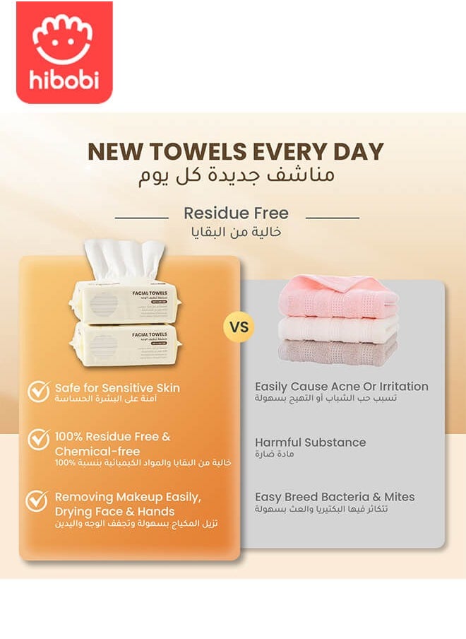 hibobi 600 PCS Cotton Tissue Wipes｜Dry & Wet Dual-Use Makeup Remover Pads｜Lint-Free｜Safe for Babies & Sensitive Skin｜Soft Facial Cleansing Towels  - Image 5