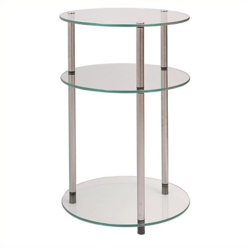 Convenience Concepts Designs2Go Classic Glass 3-Tier Round End Table 15.75" - Modern Contemporary Side Table with Storage Shelves for Living Room, Bathroom, Bedroom, Office, Den, Glass - Image 2