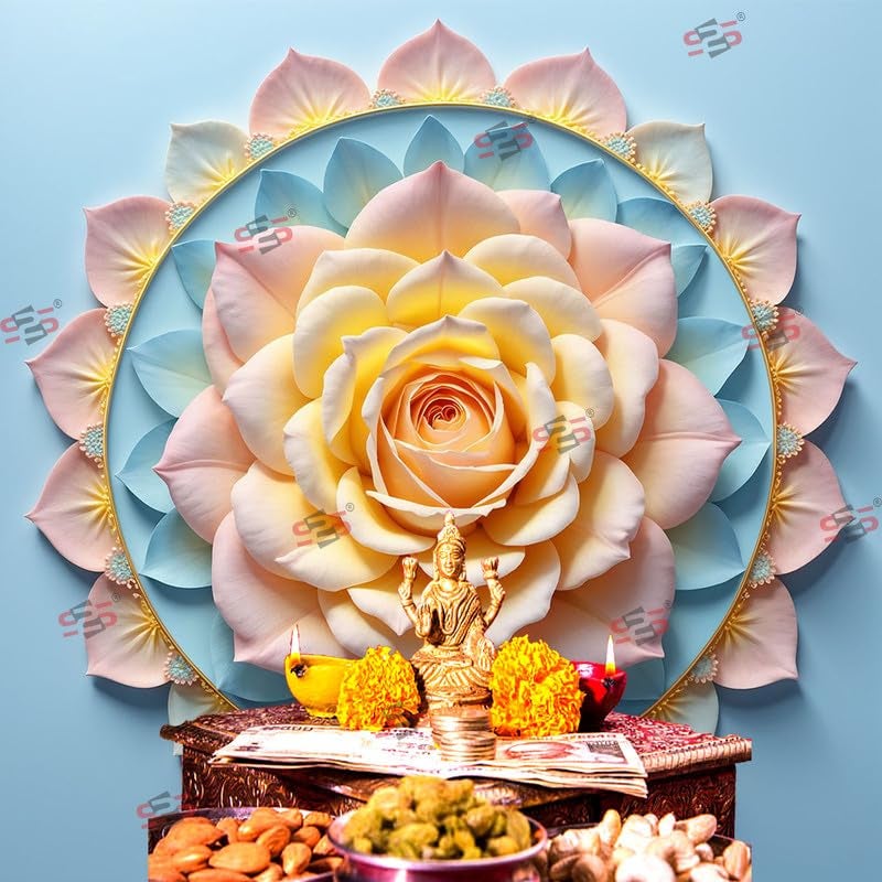 S2S Gulab Flower Backdrop Cloth for Pooja Decoration Traditional, Background Decoration Cloth | Curtain Cloth for Festival, Functions & Ceremonies - (5 x 5 Feet) (GULAB Flower) - Image 4