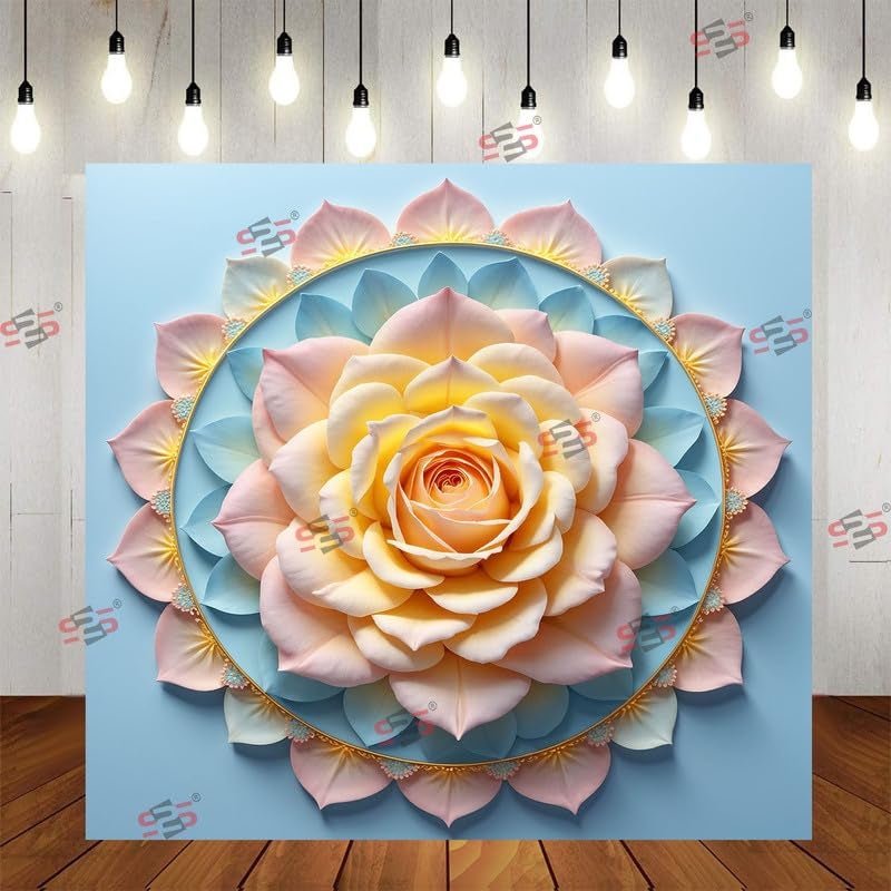 S2S Gulab Flower Backdrop Cloth for Pooja Decoration Traditional, Background Decoration Cloth | Curtain Cloth for Festival, Functions & Ceremonies - (5 x 5 Feet) (GULAB Flower) - Image 1