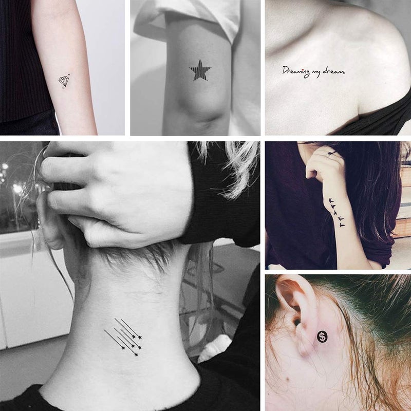 تاتو مؤقت صغير لطيف من إيفرجوي 180 نمط 30 قطعة مقاوم للماء كلمات خطوط زهور أعمال فنية أشكال قلوب أنماط للأطفال والبالغين النساء والرجال