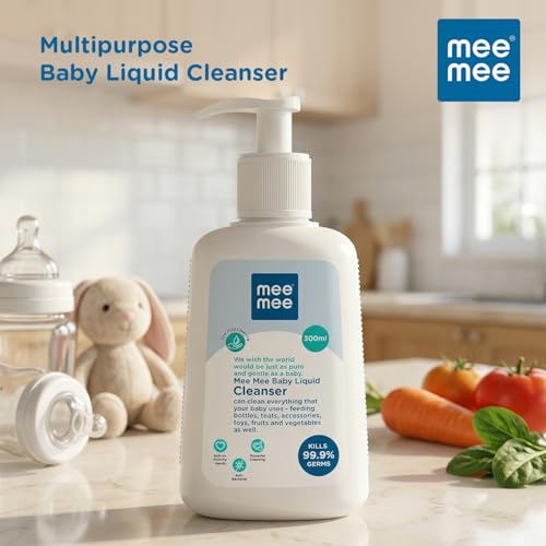 Mee Mee Liquid Cleanser 300 ml | Anti-Bacterial Formula Kills 99.9% Germs | For Bottles, Nipples, Accessories, Toys, Fruits & Vegetables | Alcohol-Free, Dermatologically Tested - Image 3