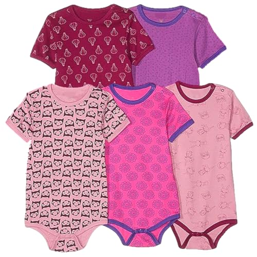 TuddyBuddy Baby Girls 100% Cotton Multi Color Half Sleeves Romper Combo/Bodysuit Set (Pack of 5 - Short Sleeves All Over Printed, Preemie/Premature Baby) - Image 3