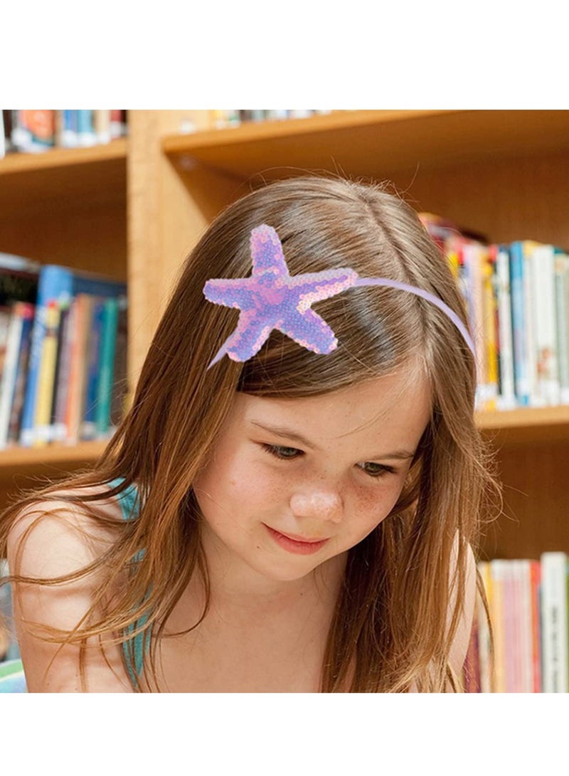 إسكدنيا Sequin Glitter Headbands, 8 Pieces Colorful Mermaid Shiny Headband, Starfish Sequins Glitter Hair Accessories for Women Girls Kids Birthday Party Favors Decoration Supplies Gift - Image 2
