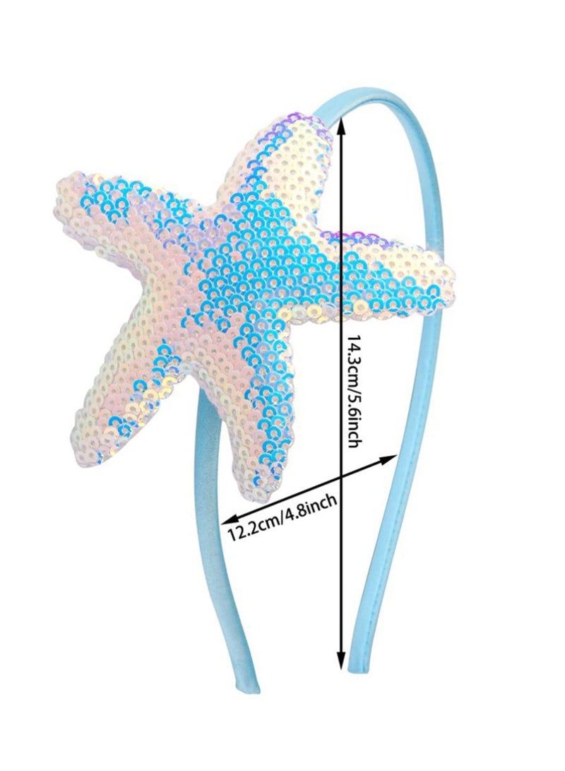 إسكدنيا Sequin Glitter Headbands, 8 Pieces Colorful Mermaid Shiny Headband, Starfish Sequins Glitter Hair Accessories for Women Girls Kids Birthday Party Favors Decoration Supplies Gift - Image 5