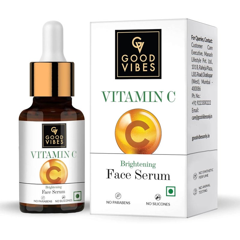 Good Vibes Brightening Vitamin C Face Serum For Glowing Skin 10 ml Light Weight Absorbs Quickly Moisturizing Serum For All Skin Types - Image 1