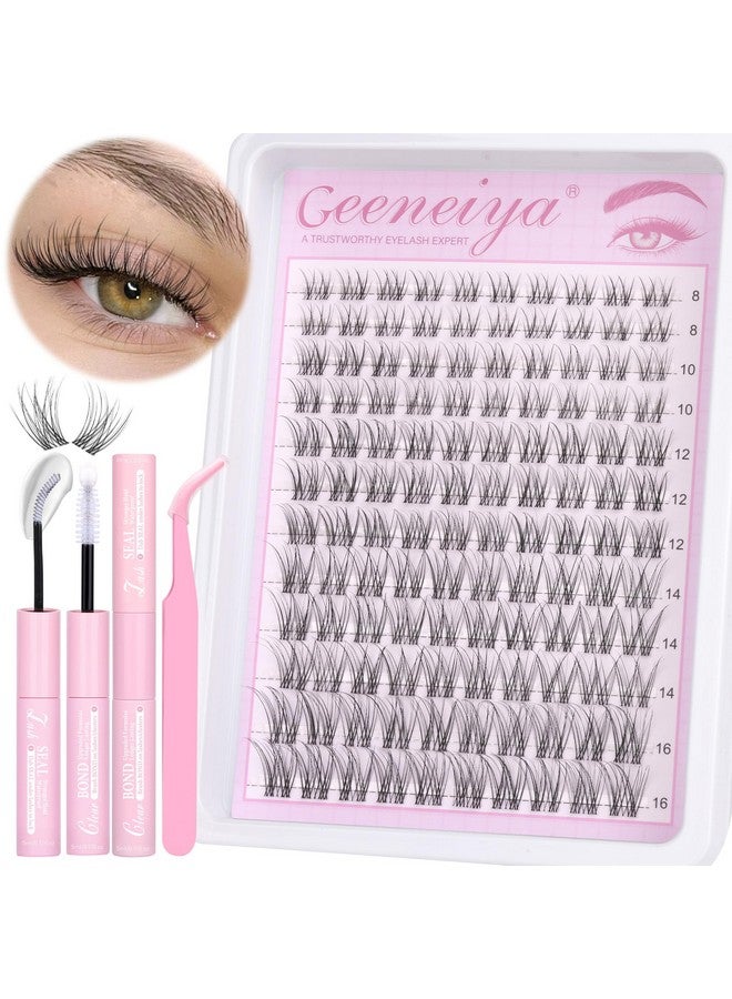 جينيا مجموعة رموش Geeneiya الشفافة مع غراء أبيض، مجموعة رموش طبيعية، مجموعة رموش Wispy بطول 8-16 مم، رموش فردية على شكل حرف D مع رابطة رموش غير مرئية وختم للمبتدئين - Image 1