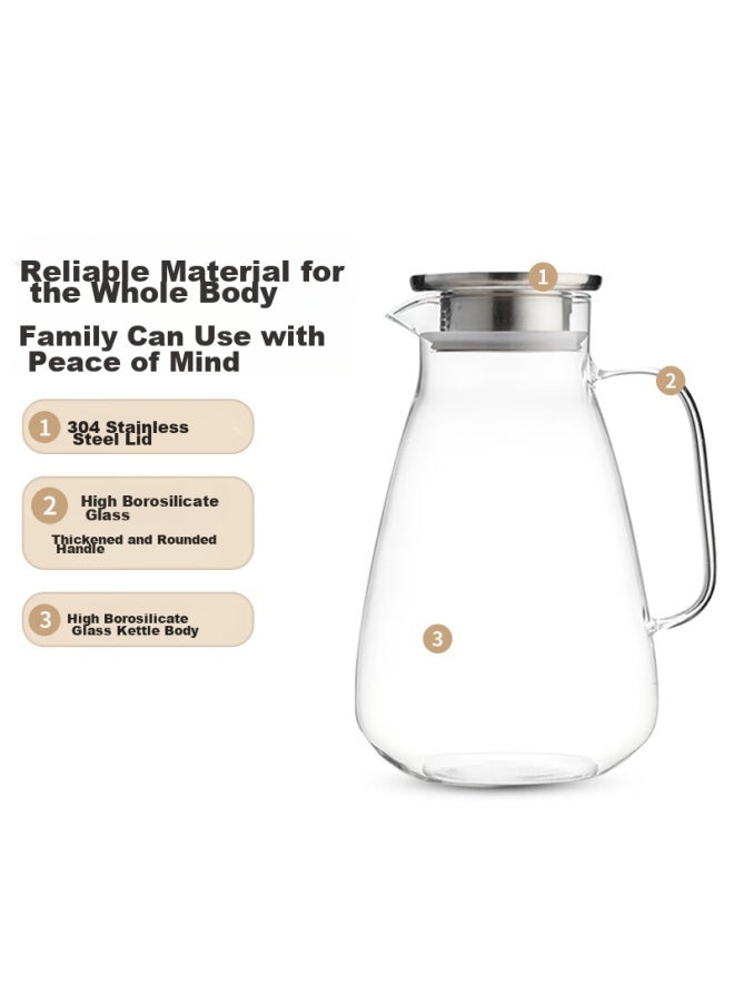 Tianxi Cold Water Pitcher Wedding Home Large Capacity Water Pitcher Set Cold Water Cup Water Pitcher Tea Pot Glass Cup 2.2l - Image 4