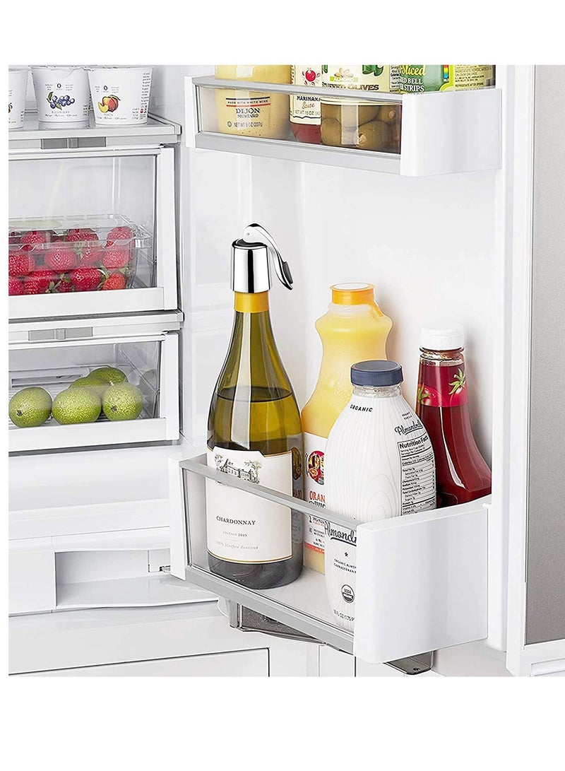 أقفال زجاجات النبيذ مصنوعة من الفولاذ المقاوم للصدأ 2 حزمة صديقة للبيئة مع ختم سيليكون مثالية للحفاظ على النضارة هدية مثالية لعشاق النبيذ - Image 4