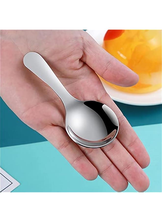 8PCS Short Handle Spoons, Mini Stainless Steel Round Dessert Spoons, 3.62 * 1.77 Inch Salt Spoons Soup Spoons Tea Coffee Spoons - Image 3