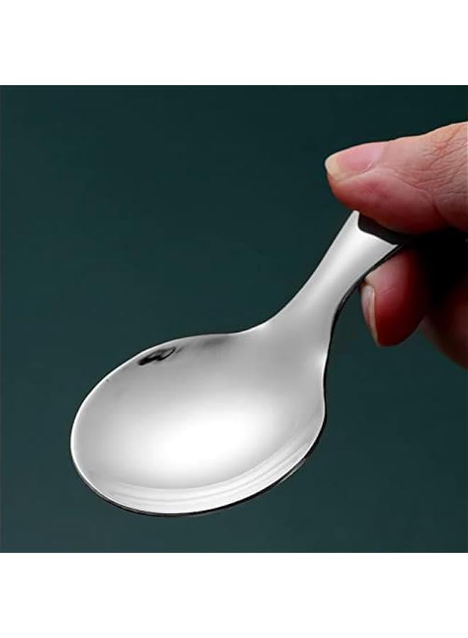 8PCS Short Handle Spoons, Mini Stainless Steel Round Dessert Spoons, 3.62 * 1.77 Inch Salt Spoons Soup Spoons Tea Coffee Spoons - Image 4