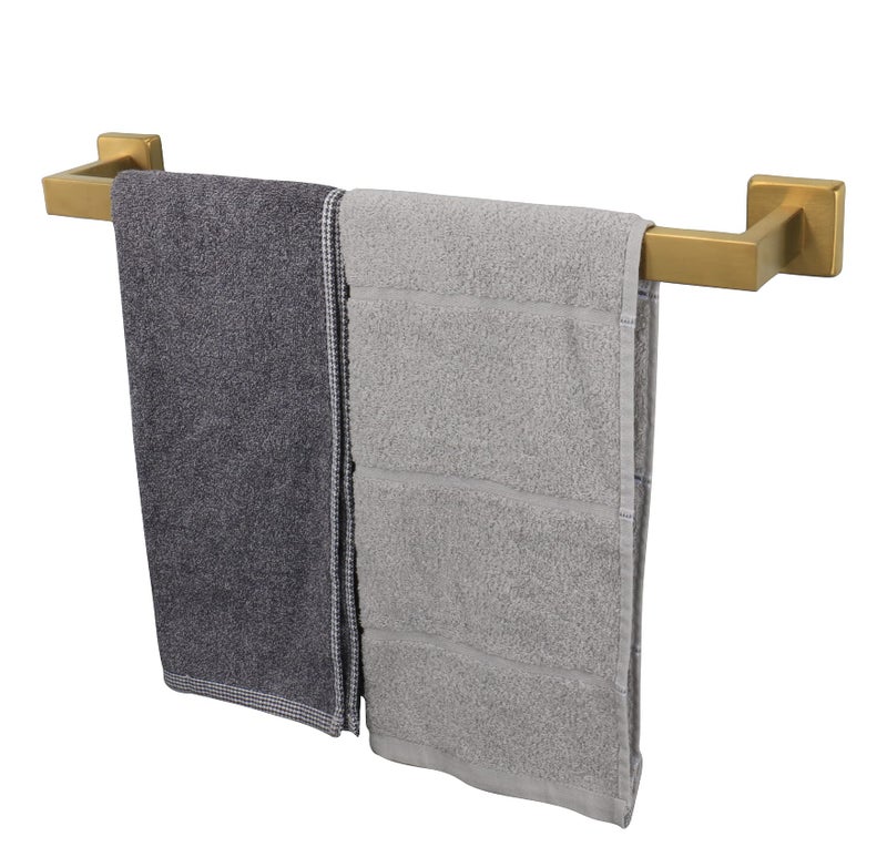 TocTen Bath Towel Rack  Square Base Thicken SUS304 Stainless Steel Towel Bar for Bathroom Bathroom Accessories Towel Rod Heavy Duty Wall Mounted Towel Holder Brushed Gold 20