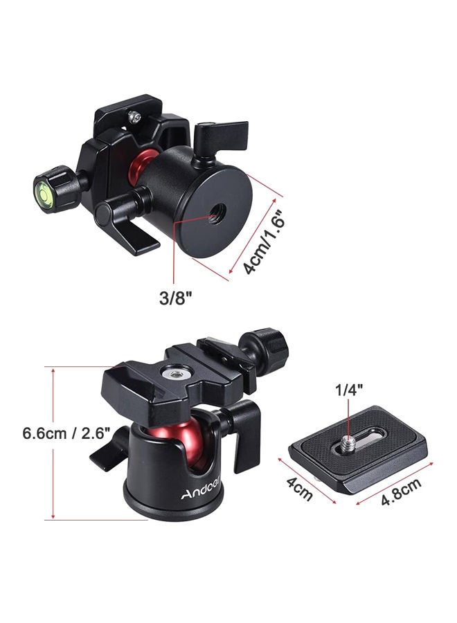 NIBEMINENT Tabletop Tripod Stand With Ball Head Quick Release Plate 21x11.3cm Black/Red/White - Image 5