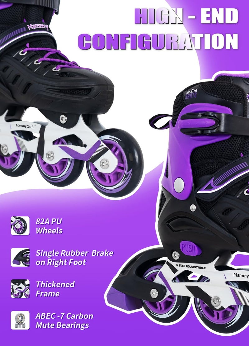 MammyGol Inline Skates for Adults Men Women, Adjustable Aggressive Durable Roller Blades with Giant Wheels, High Performance Skates for Male Female Purple Size 6 7 8 9 - Image 4