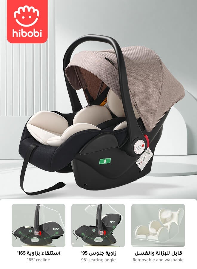 hibobi Multi-Functional Lightweight Infant Car Seat – Ergonomic Design for Comfort, Three-Point Safety Belt, Suitable for Babies 0-15 Months