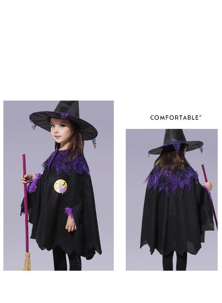Golden Costumes for Girls Witch Cloak Costume with Hat & Broom  Kids Fancy Party Dress Up Outfit Stage Performance Costume for  Birthday and Party(100cm) - Image 3